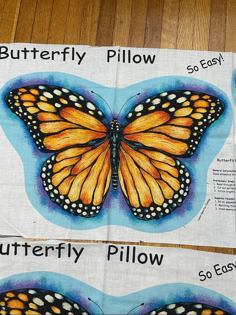 2 VIP Butterfly Pillow Craft Fabric Panels New - Picture 2 of 4